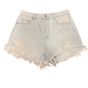 Wild Fable Womens Size 12 Light Wash‎ Distressed Frayed Hem Denim Shorts